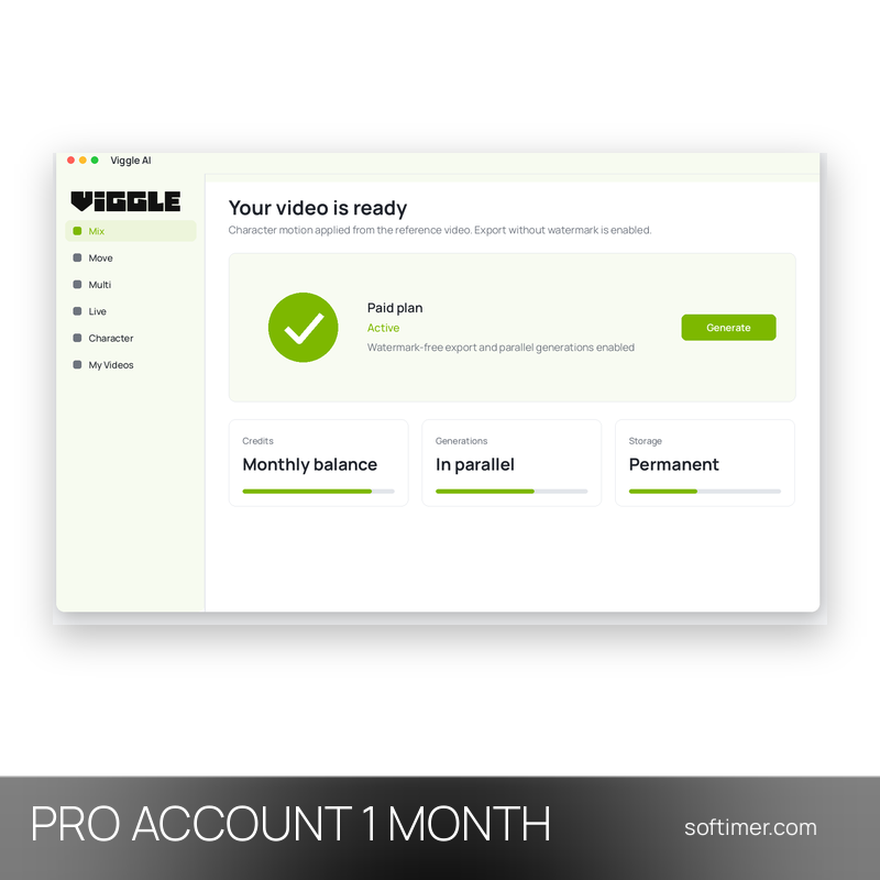 Viggle AI Pro 80 Credits - 1 Monat - ACCOUNT