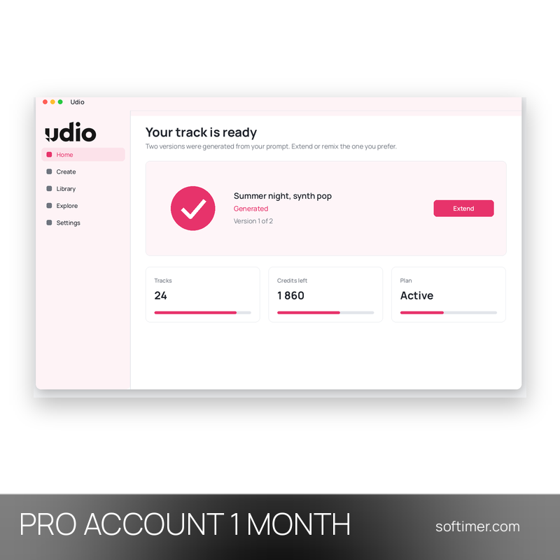 Udio Pro - 1 месяц - ACCOUNT
