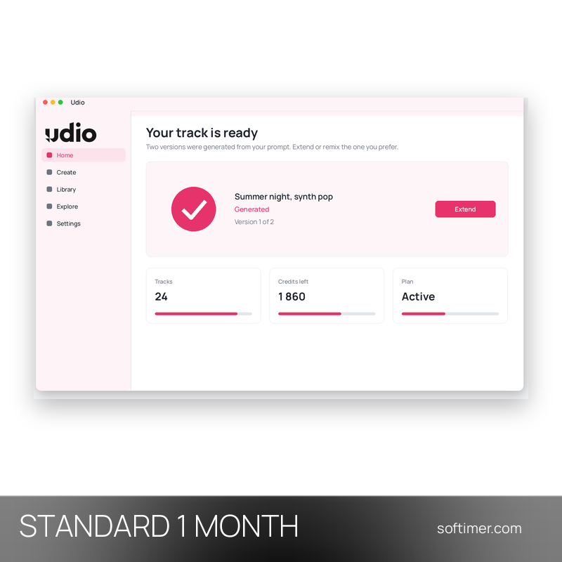 Udio Standard - 1 Month - ACCOUNT