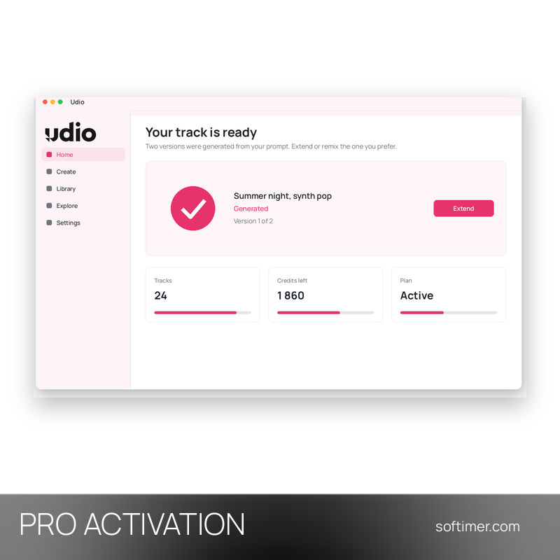 Udio Pro - АКТИВАЦИЯ на вашем аккаунте на 1 месяц - Web