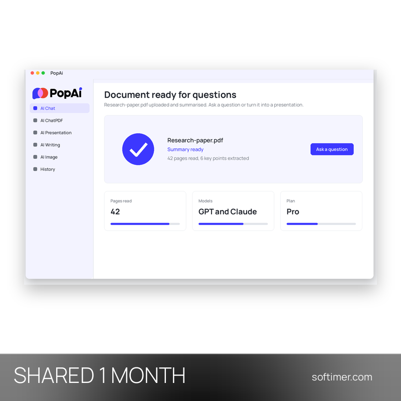PopAi Pro - 1 Month - Shared ACCOUNT
