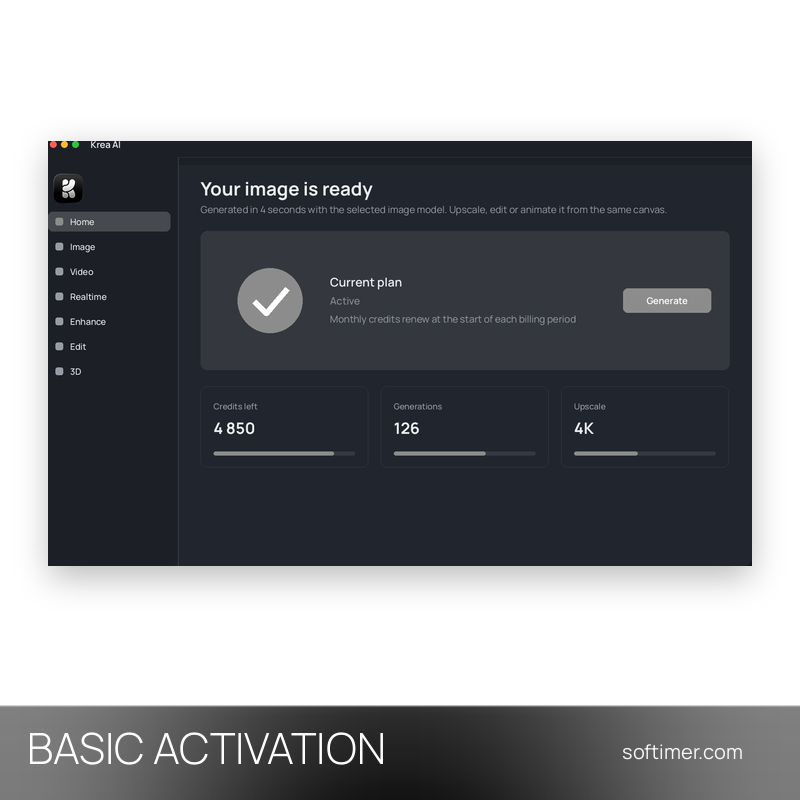 Krea AI Basic - ACTIVATION sur votre compte 1 an - Web