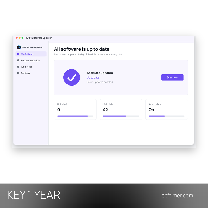 IObit Software Updater Pro 8 - Лицензионный ключ на 1 год / 3 ПК - Windows