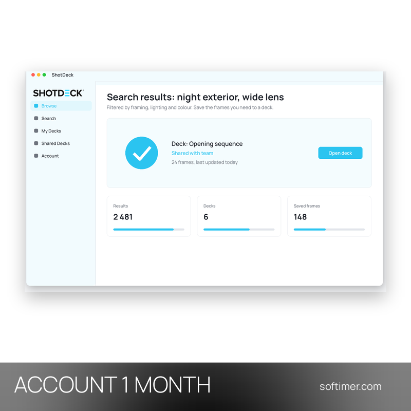 ShotDeck Premium - 1 mois - ACCOUNT