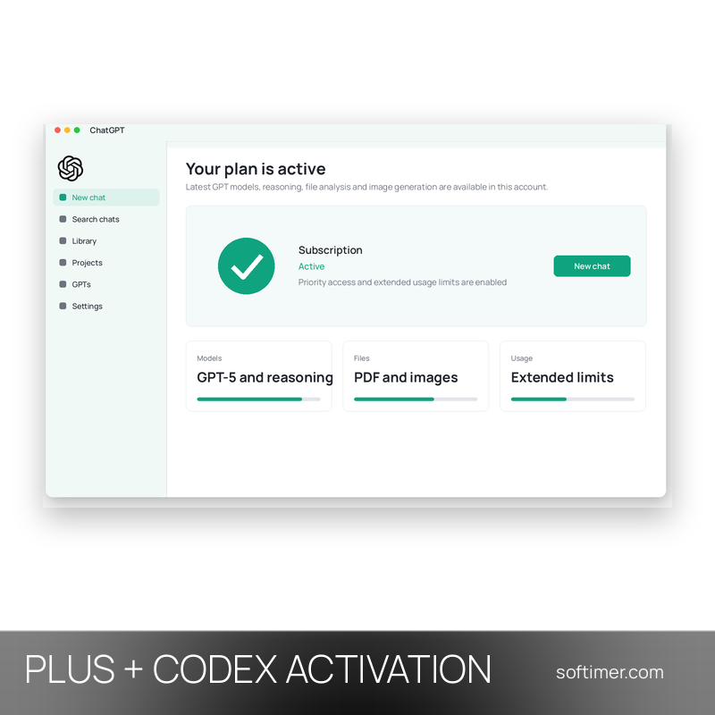 ChatGPT Plus + Codex - АКТИВАЦИЯ на вашем аккаунте на 1 месяц - Кроссплатформенная